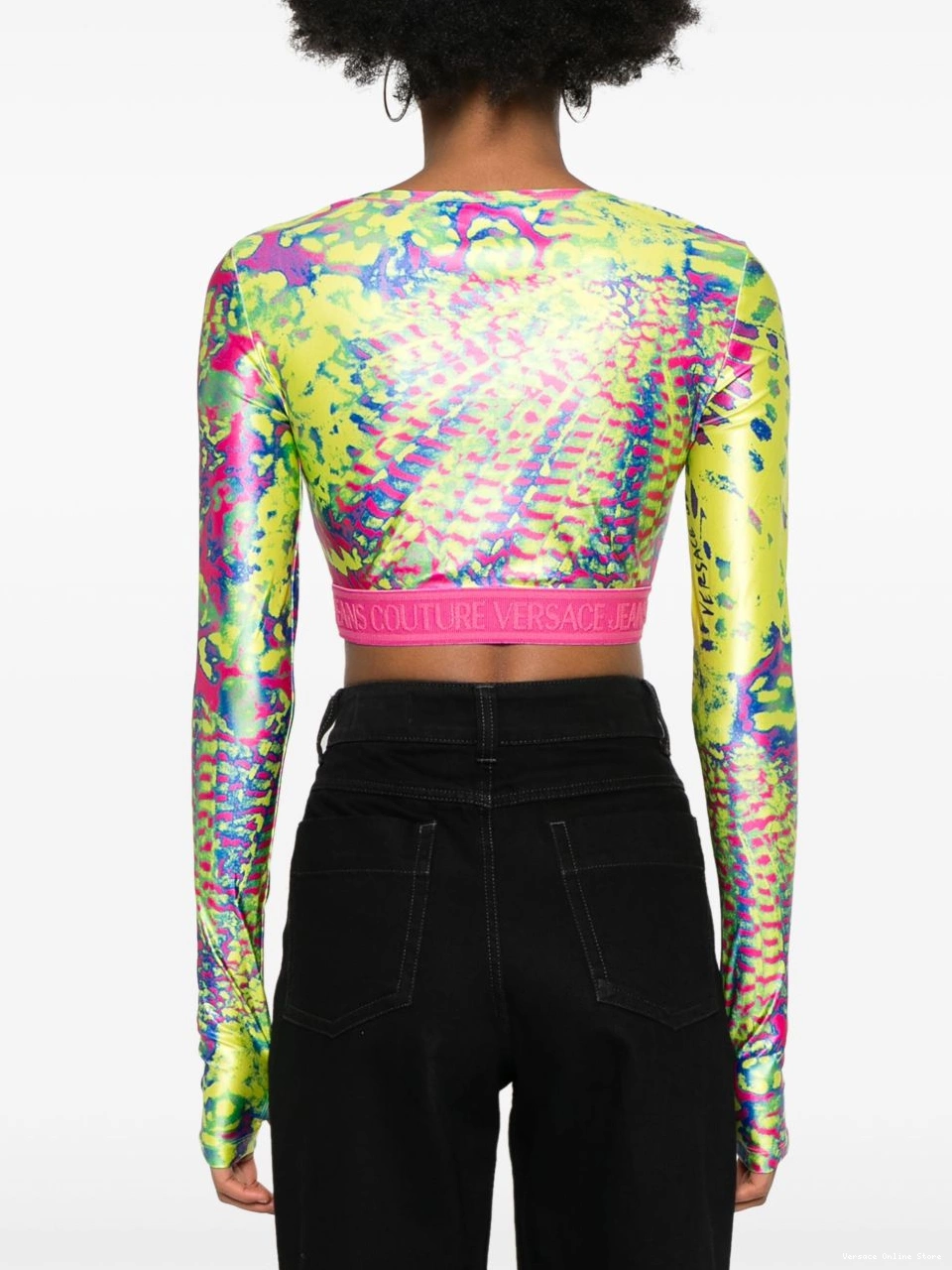 Affordable Couture Women crop top Jeans Animalier Versace 0702